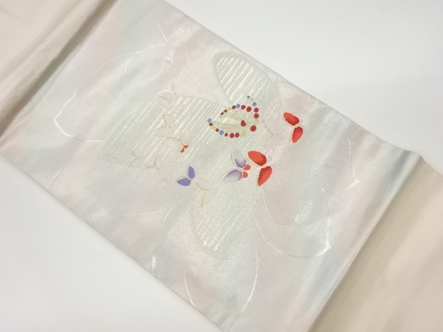 JAPANESE KIMONO / VINTAGE NAGOYA OBI / WOVEN BUTTERFLY & FLOWER